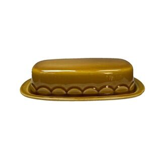 Vintage Ceramic Homer Laughlin Castilian Gold Butter Dish with Cover